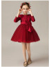 Burgundy Tulle Short Flower Girl Dress